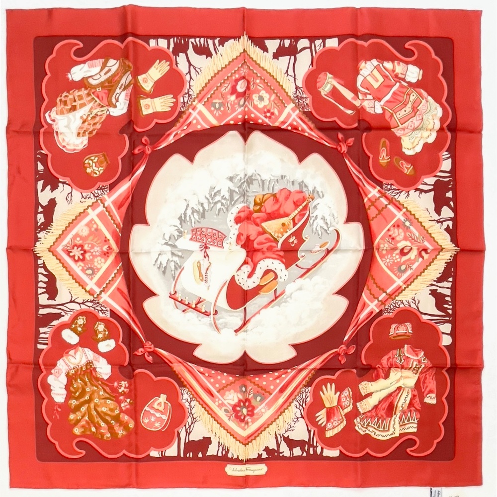 NWT! Vintage Salvatore Ferragamo Silk Scarf 1